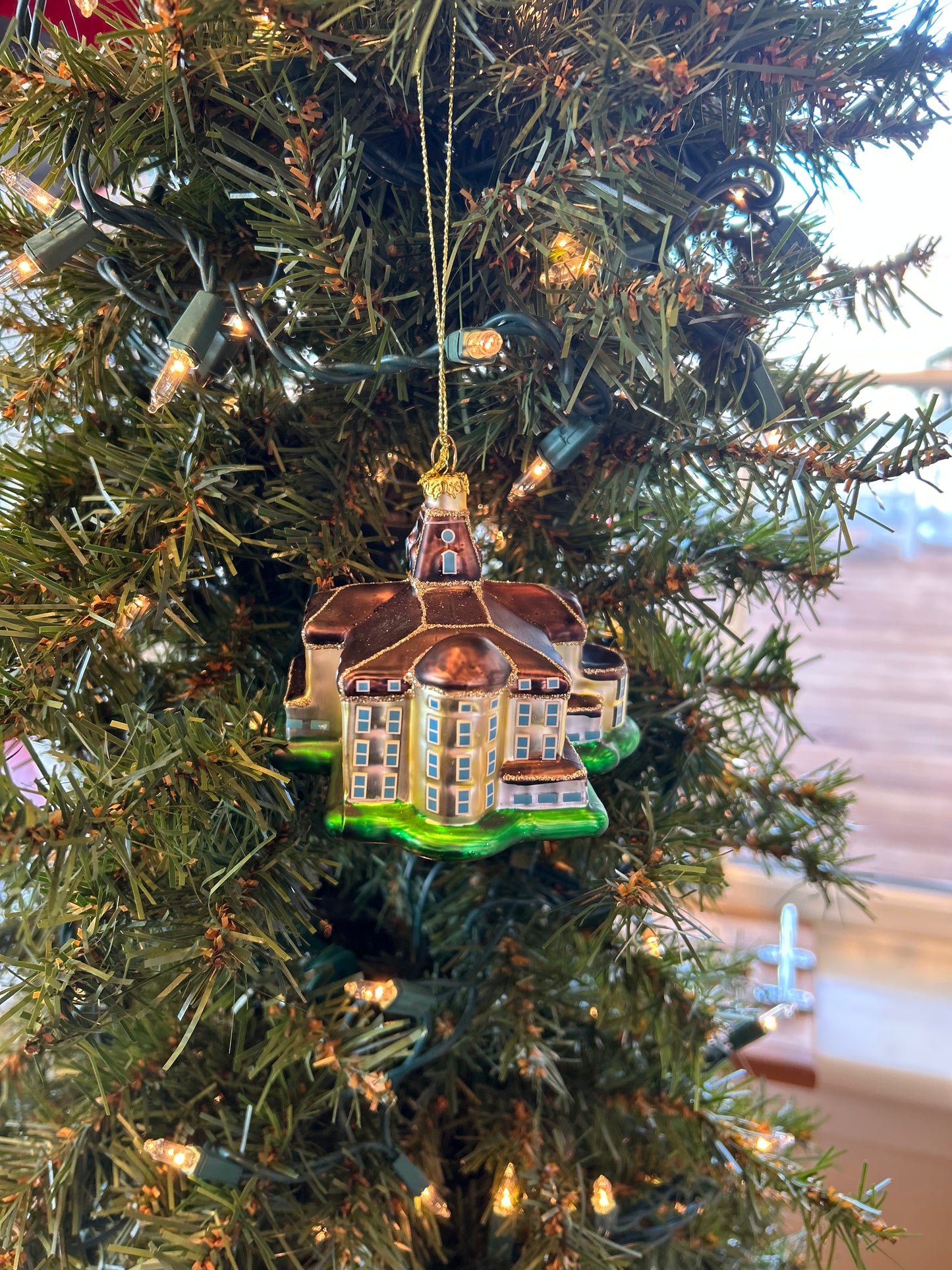 Custom hand blown Ocean House ornament