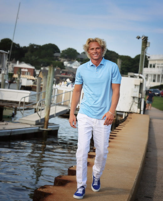 Polo Shirt with White Stripe Trim