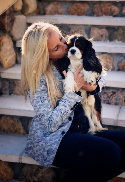 Women's Light Grey and Navy Camo Blazer