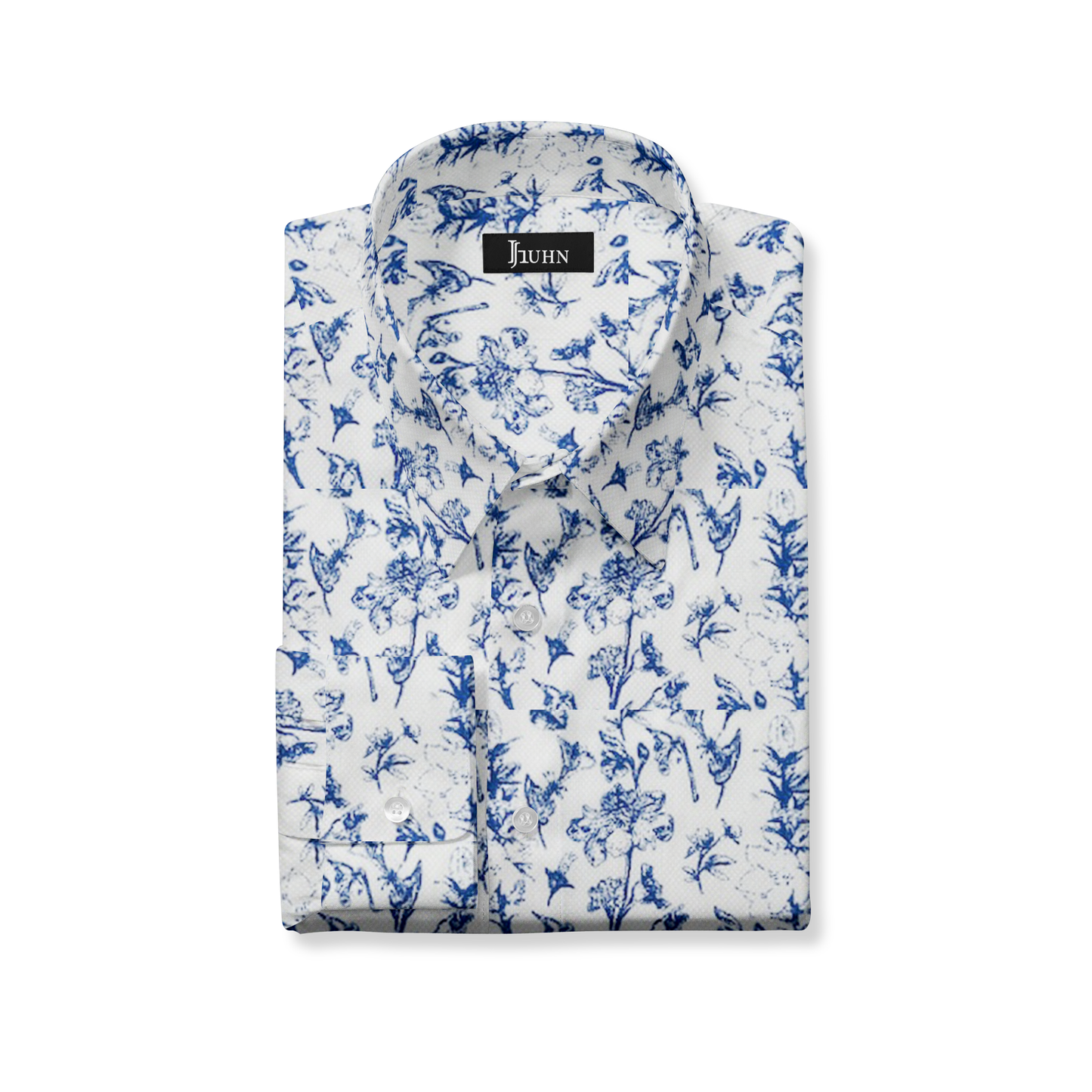 Blue Floral Cotton Men's Shirt