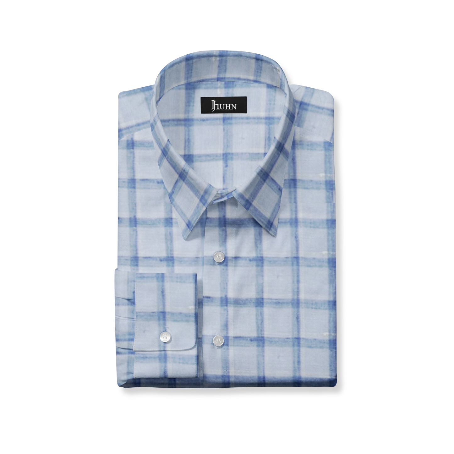Blue Plaid Linen Men's Shirt