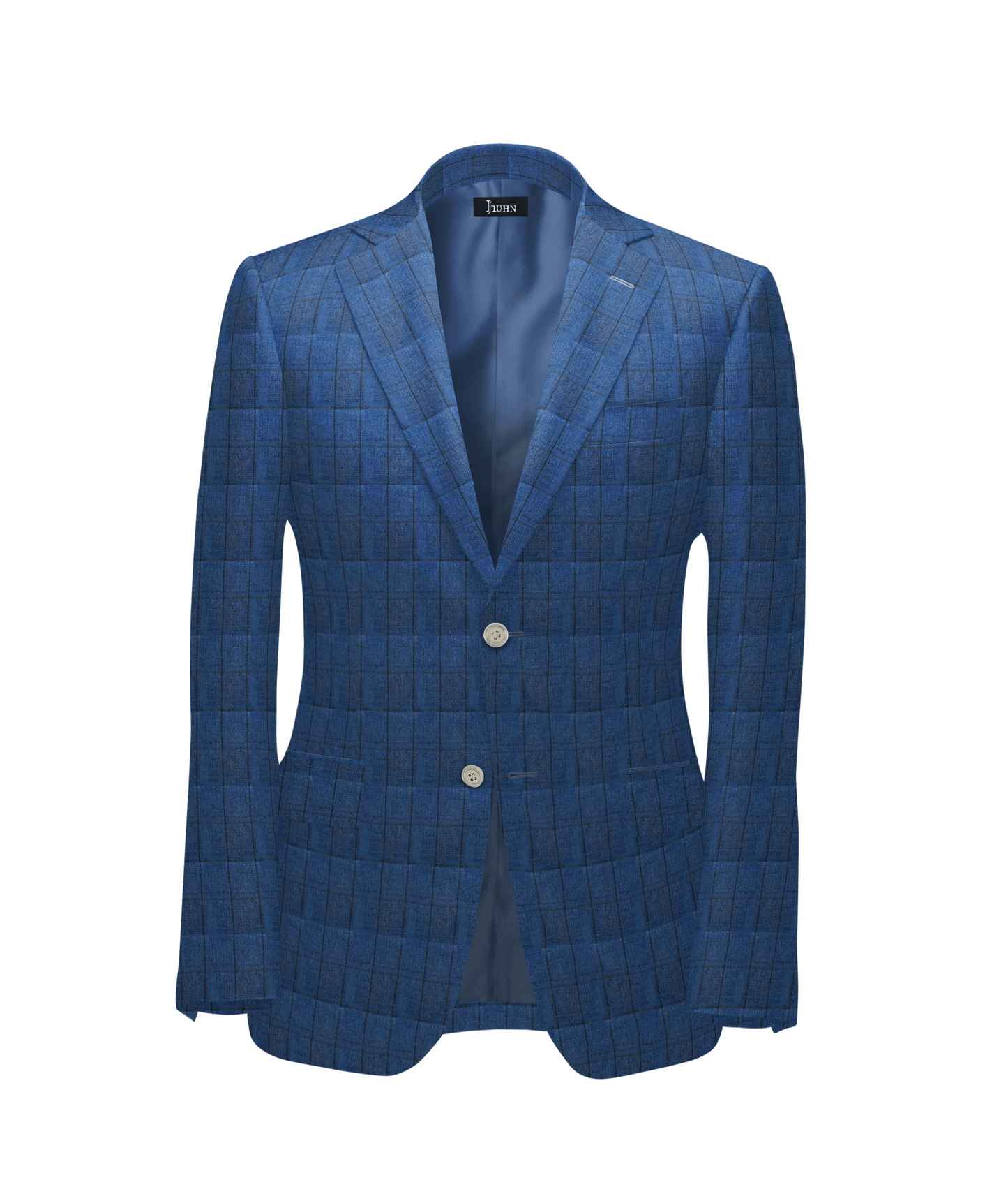 SS25 Linen Blazer in Navy with Black Grid Check