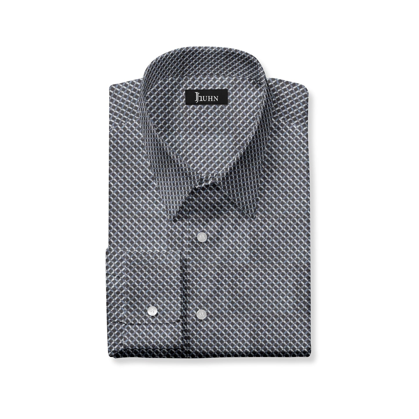 Navy Geo Print Cotton Shirt