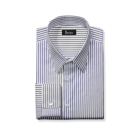 Wrinkle Resistant Men's Shirt in Navy and White Stripe