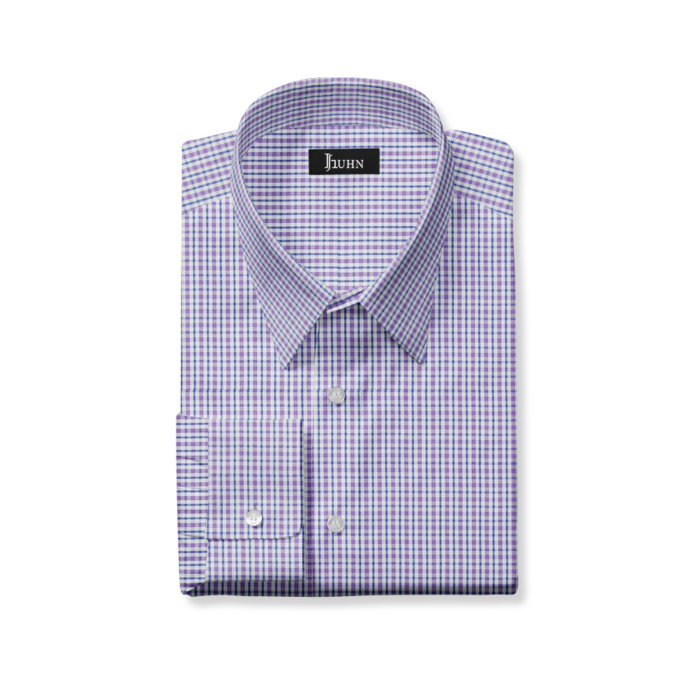 Wrinkle Resistant Men's Shirt in Purple on Blue Gingham