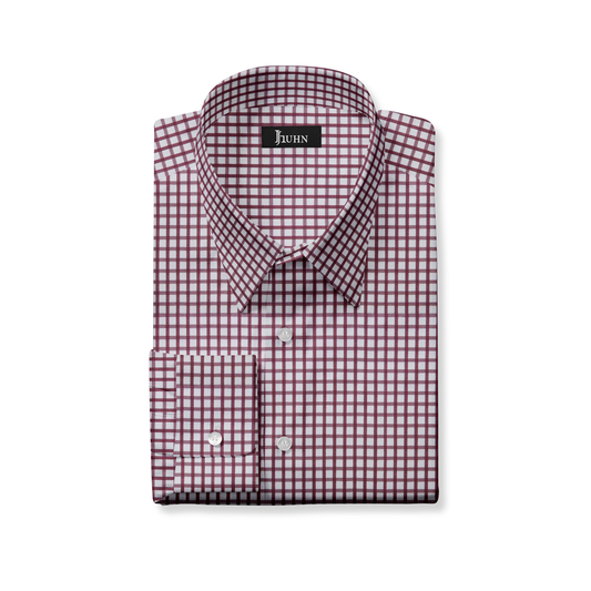 Wrinkle Resistant Men's Shirt in Red and White Grid