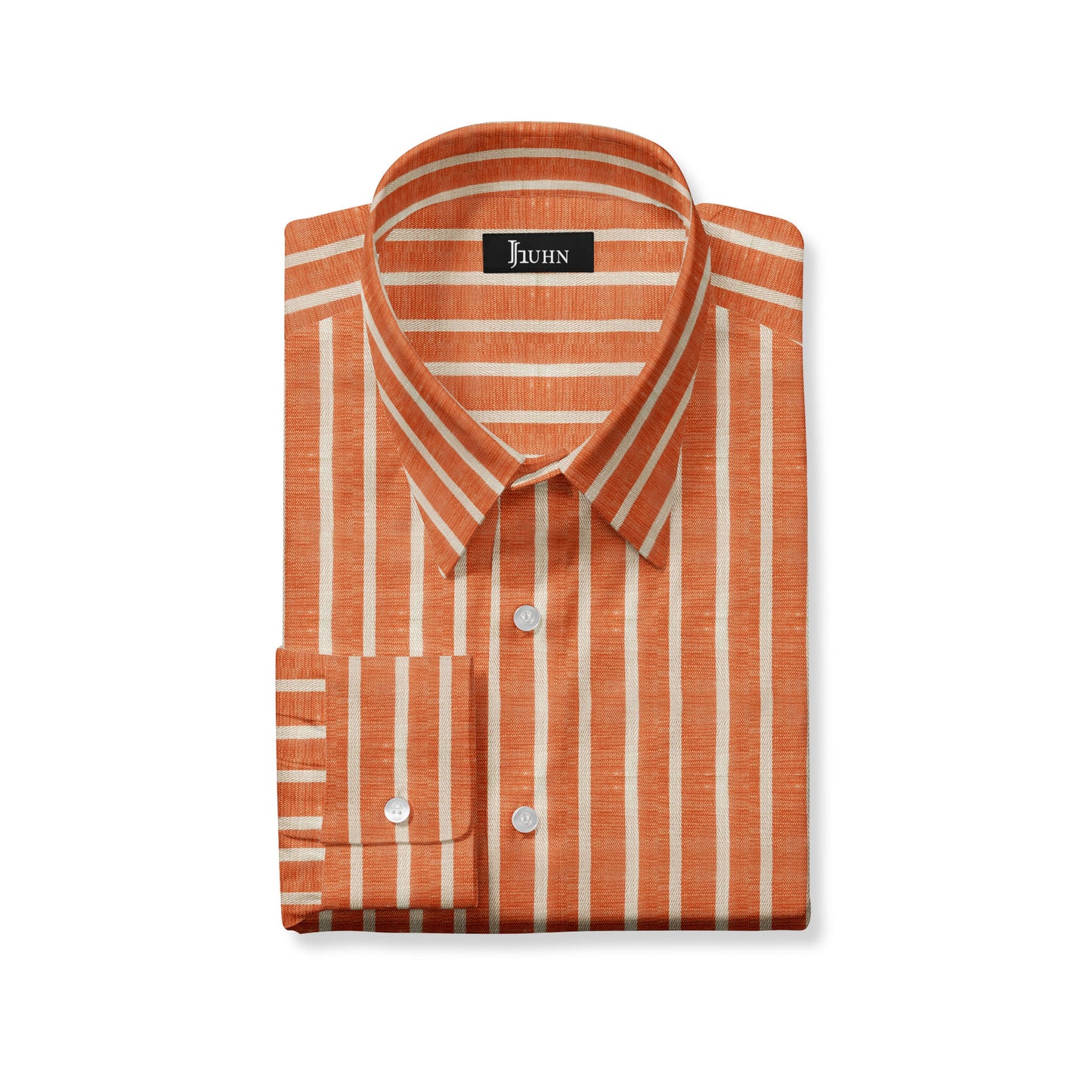 Orange Linen Striped Men's Shirt