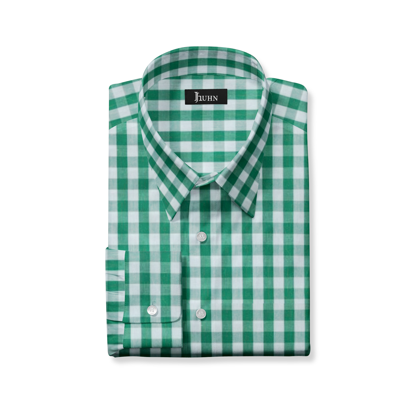 Wrinkle Resistant Men's Shirt in Green Gingham