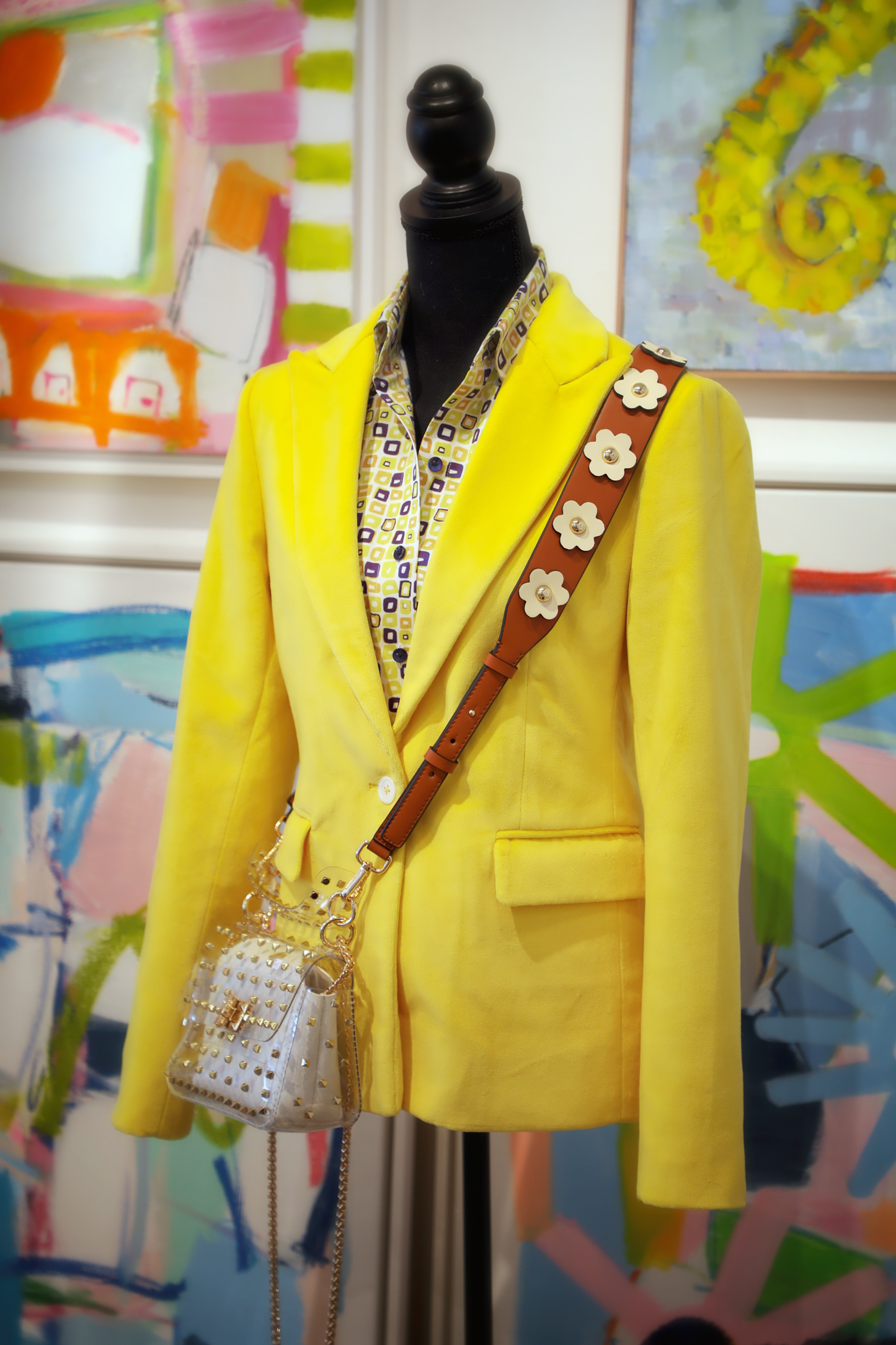 Women's Yellow VELVET Blazer