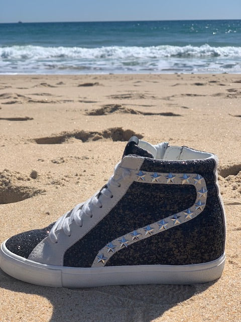 Women's Black Glitter Sneakers
