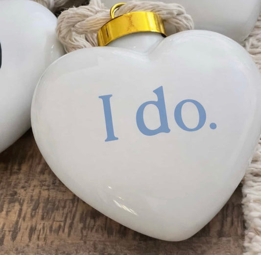 Ocean House White Heart Shape I do. Ornament
