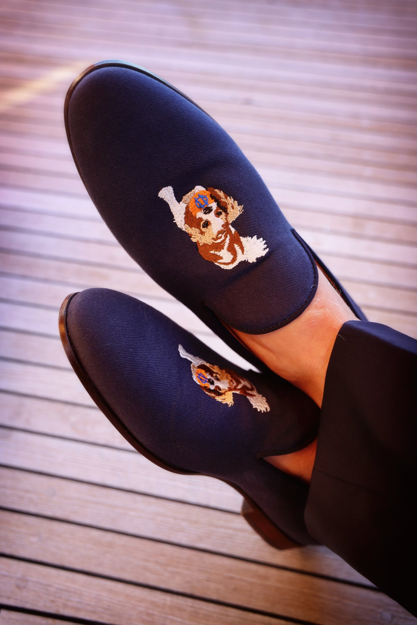 Pre-Order! Navy Linen Cavalier Slipper