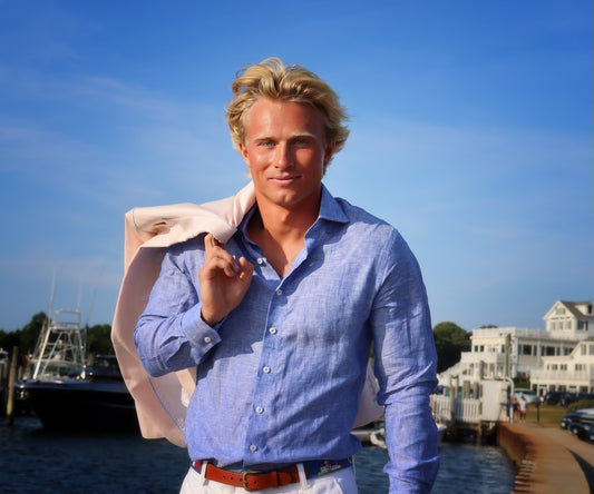 Blue Linen Men's Shirt
