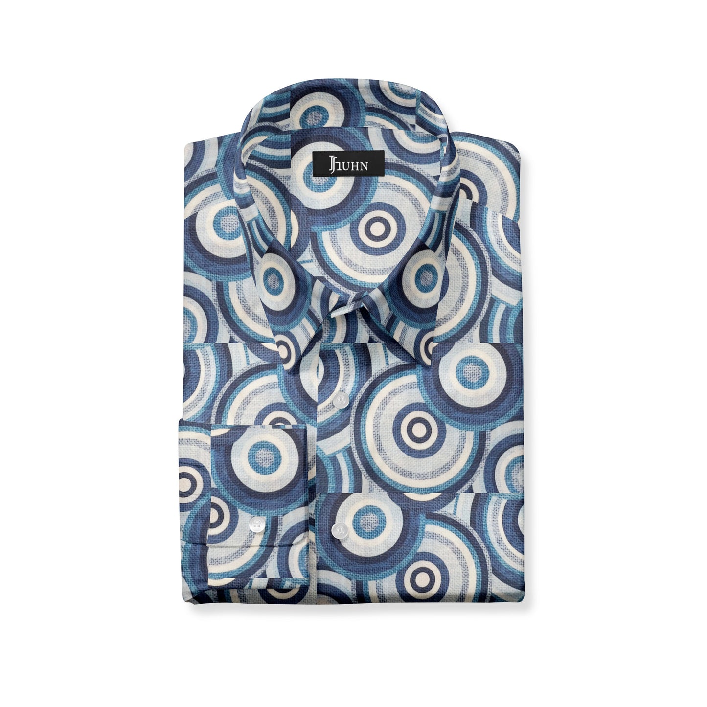 Navy Circles Cotton Shirt