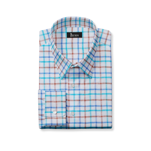 Blue & Terracotta Plaid Linen Shirt