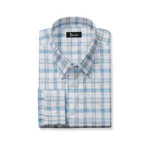 Blue & Gray Plaid Linen Shirt