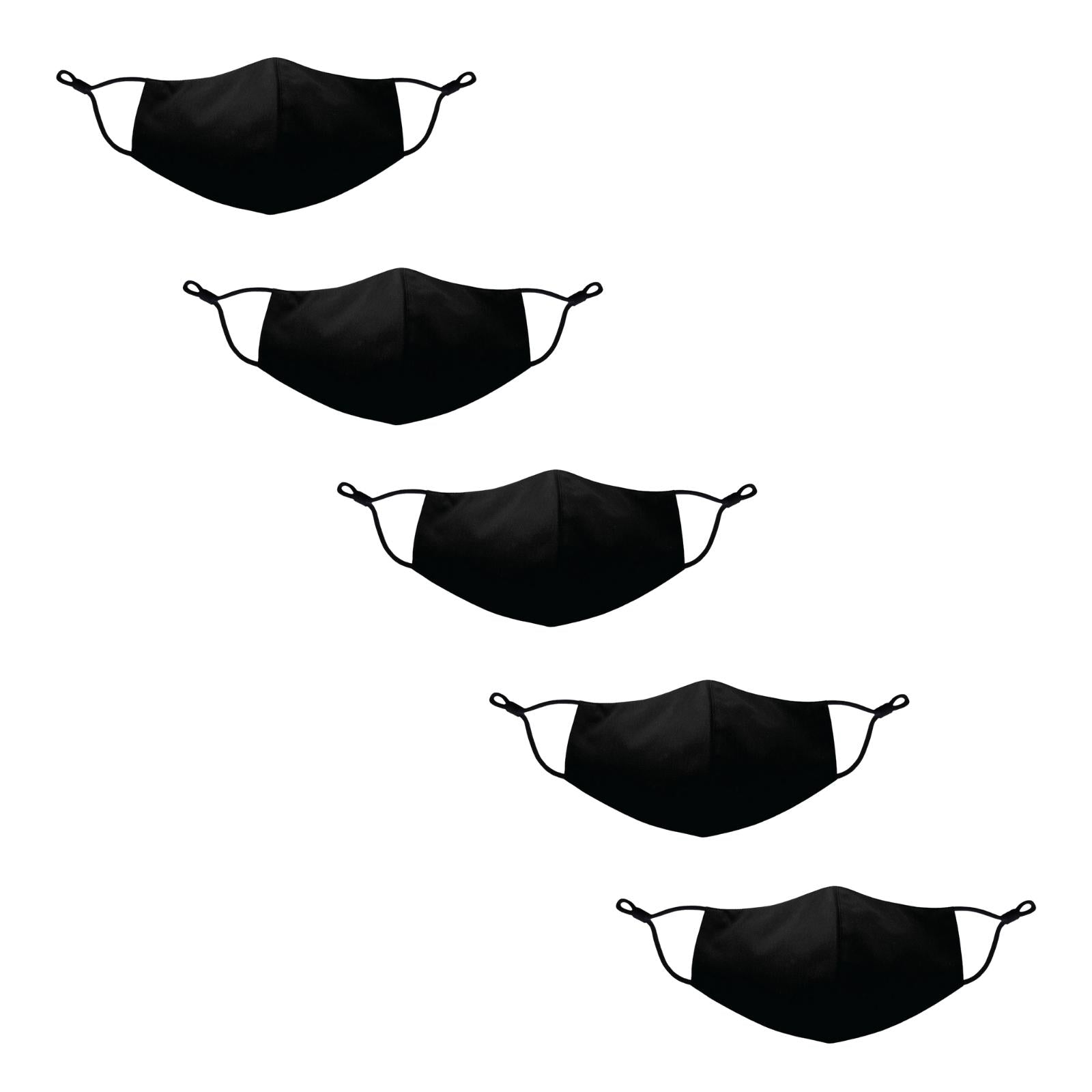 5 Pack of Plain Black Masks