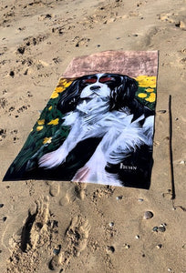 James Bond King Charles Spaniel Beach Towel