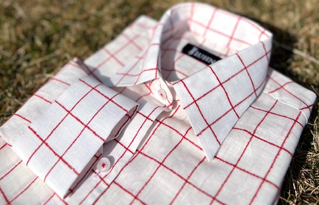 Spring Summer 23 White Linen Red Check