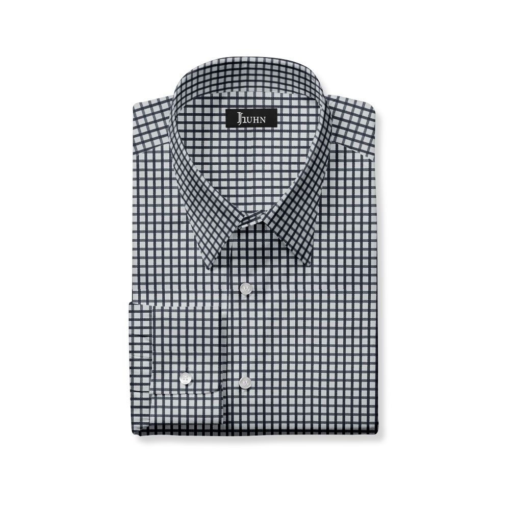 Wrinkle Resistant Men's Shirt in Black and White Grid