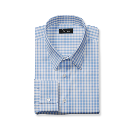 Wrinkle Resistant Men's Shirt in Light Blue Gingham