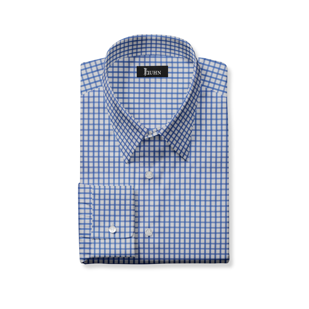 Wrinkle Resistant Men's Shirt in Blue and White Grid