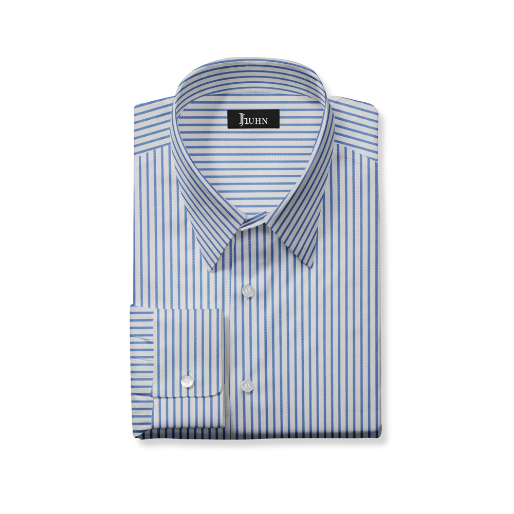 Wrinkle Resistant Men's Shirt in Blue and White Stripe