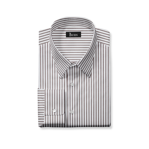 Wrinkle Resistant Men's Shirt in Brown and White Stripe