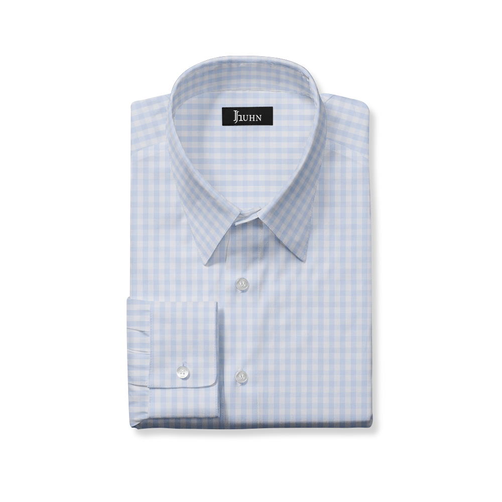 Wrinkle Resistant Men's Shirt in Pale Blue Gingham