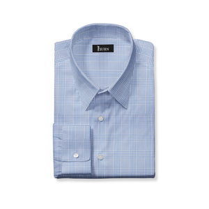 Wrinkle Resistant Men's Shirt in Light Blue Plaid