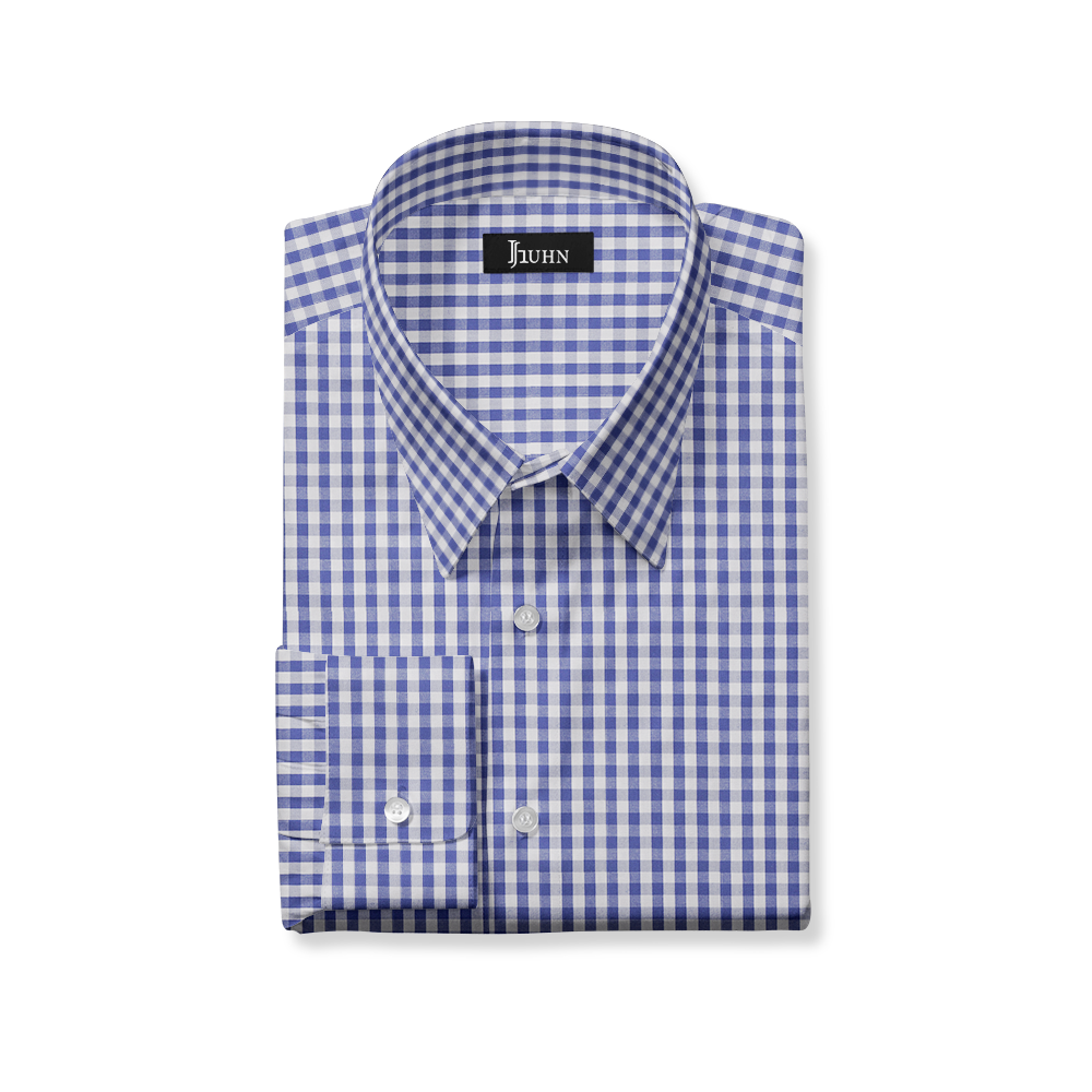 Wrinkle Resistant Men's Shirt in Navy Blue Gingham