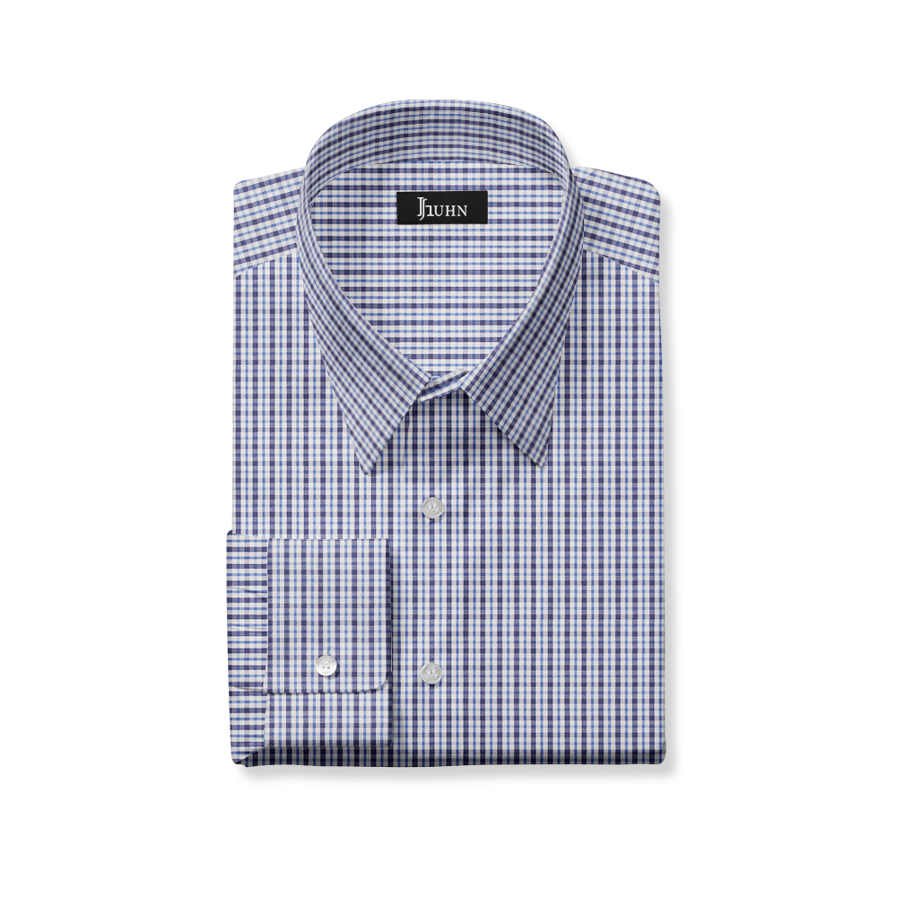 Wrinkle Resistant Men's Shirt in Navy on Blue Gingham