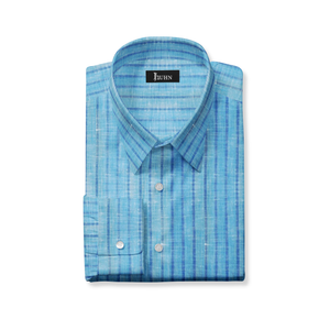 NEW Men's Shirt in Linen  Blue Stripe