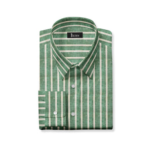 Green Linen Striped Shirt