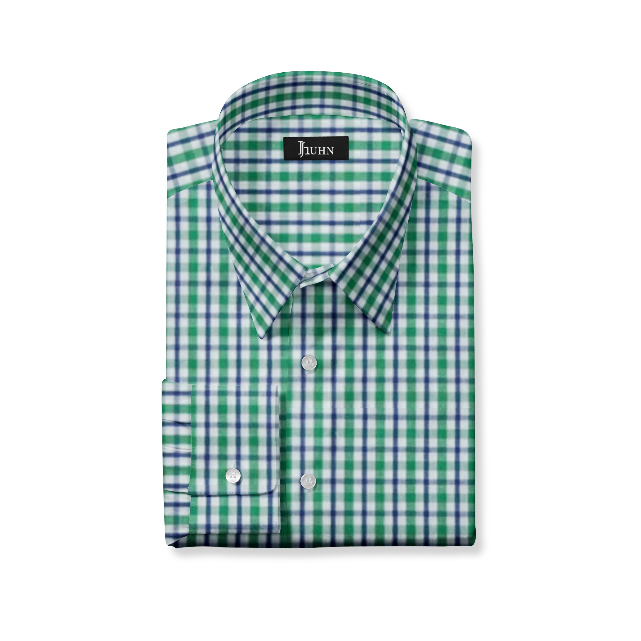 Wrinkle Resistant Men's Shirt in Green & Blue Plaid