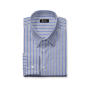 Seersucker Men's Shirt in Blue and Grey Stripe
