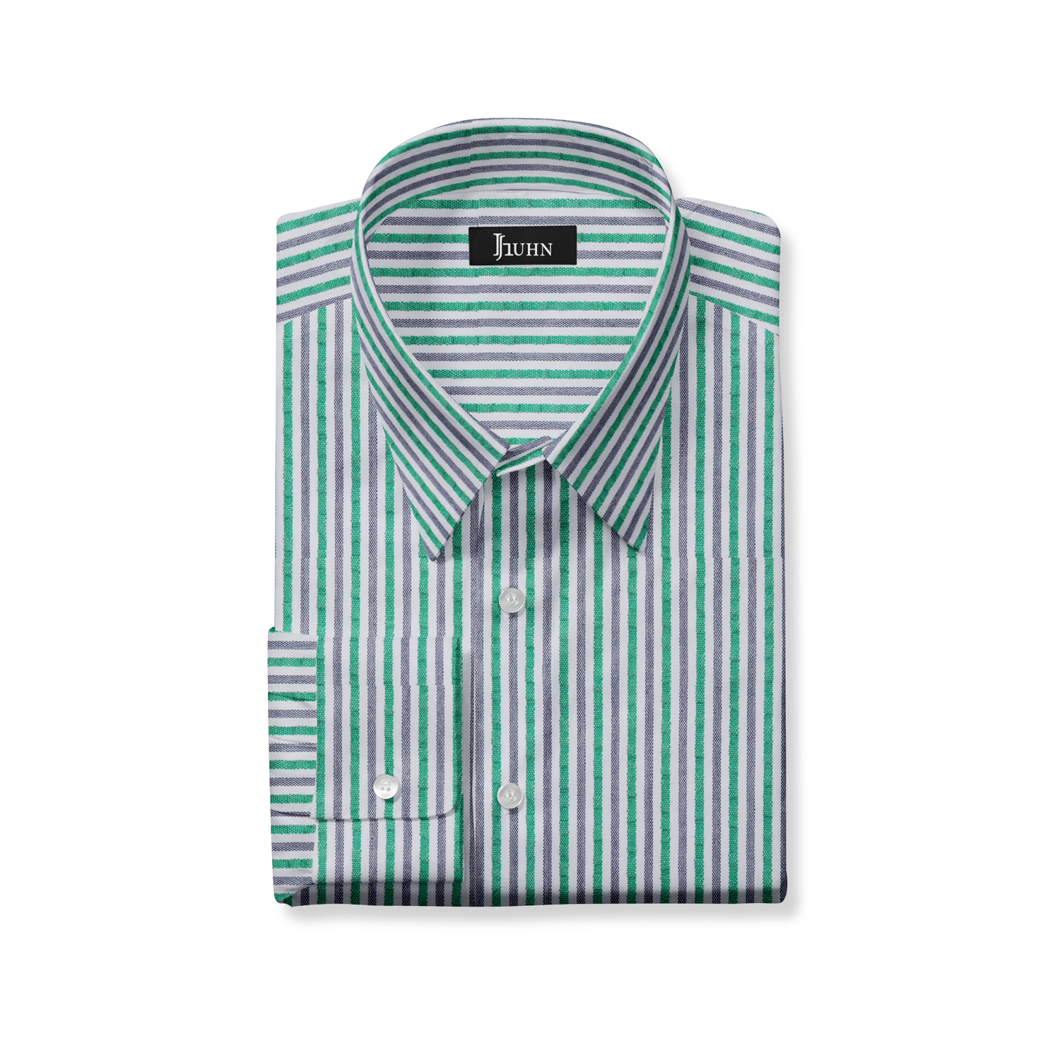Seersucker Men's Shirt in Green Stripe