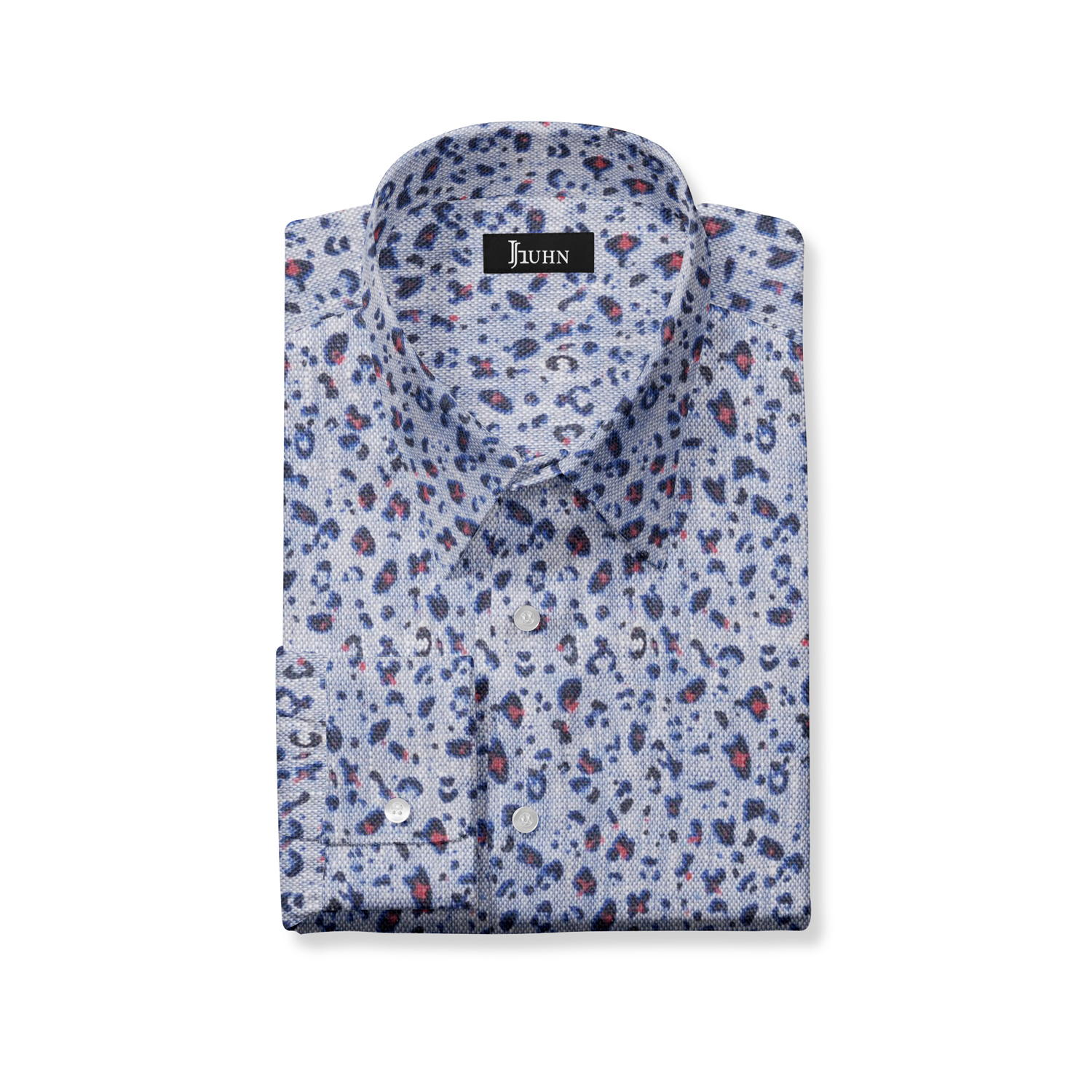 Linen Men's Shirt in Blue Leopard