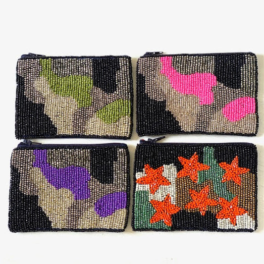 Camo Beaded Coin Purse