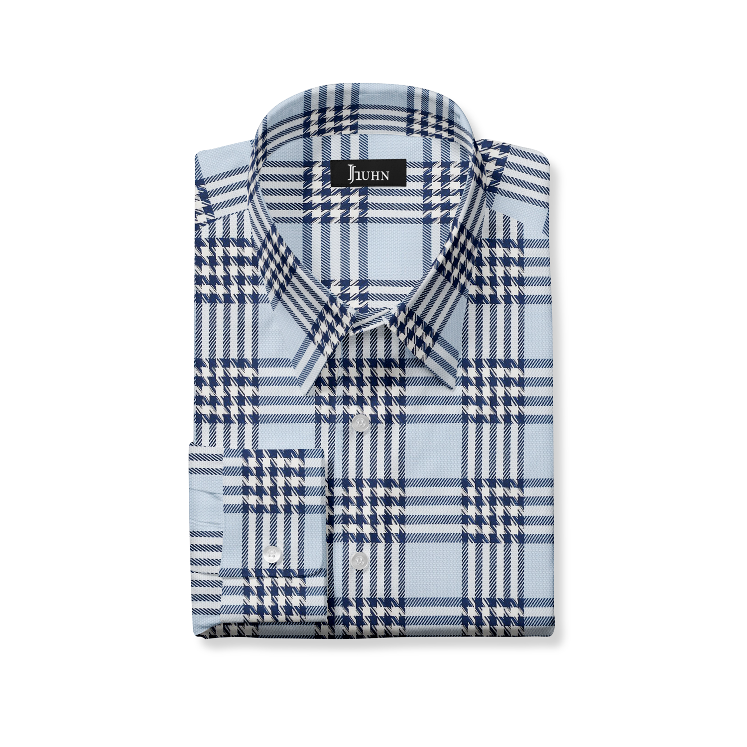 TGIF Men's Shirt in Blue on Blue Houndstooth Plaid