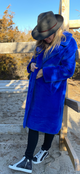 Cobalt blue 2025 faux fur coat